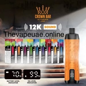Al Fakher Crown Bar 12000 Puffs UAE disposable vape with digital display screen